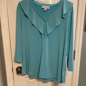 Southern Lady Aqua Blouse Size L